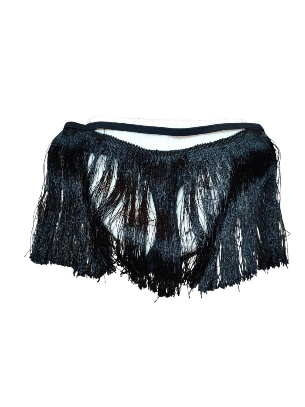 Black Fringe Bikini Bottom Size XS Cutout Cheeky Swimwear Festival Dance Sexy - Picture 3 of 12
